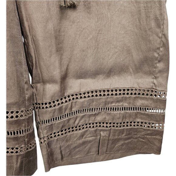 White House Black Market Pants Brown‎ Linen Blend Classic Wide Leg Size 6 - Picture 4 of 13